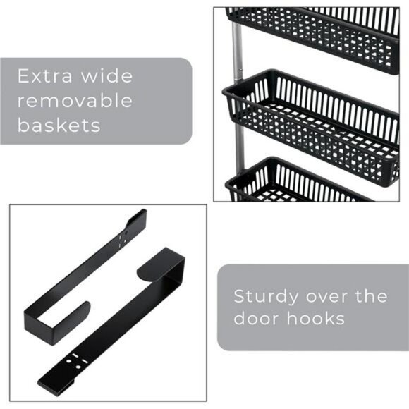 Over the Door Organizer Rack Storage Shelf Pantry Bathroom Closet with Baskets - Picture 4 of 7